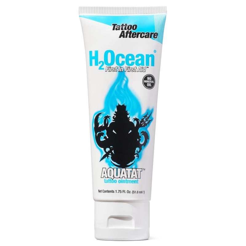 H2Ocean Aquatat Tattoo Healing Ointment - Tattoo Aftercare Cream for Tattoo Supplies - Fragrance- & Dye-Free Tattoo Care Ointment with Vitamins A & B - 1.75 oz - Image 1